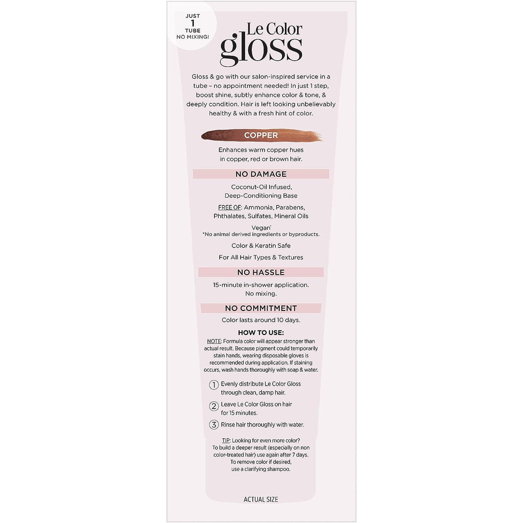 L’Oréal Paris Le Color One Step Toning Hair Gloss, Copper, 4 Ounce