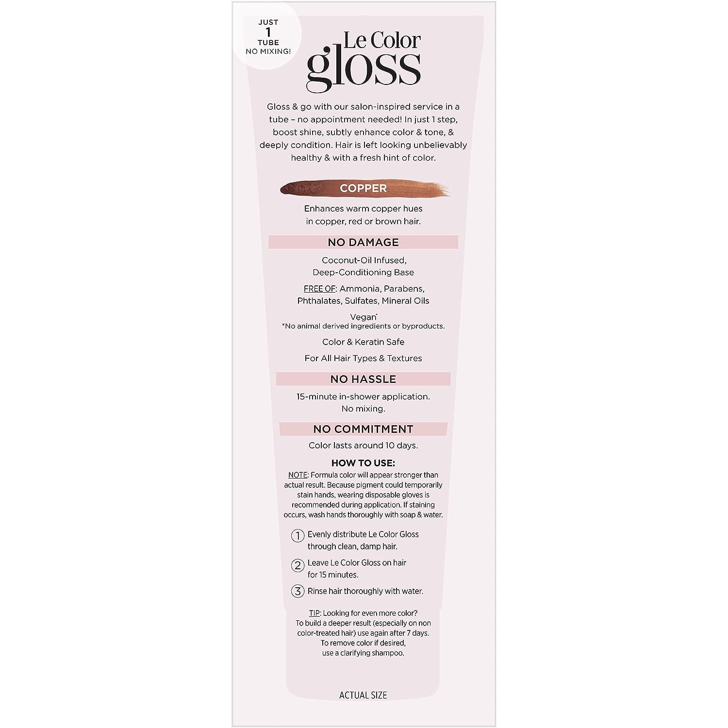 L’Oréal Paris Le Color One Step Toning Hair Gloss, Copper, 4 Ounce