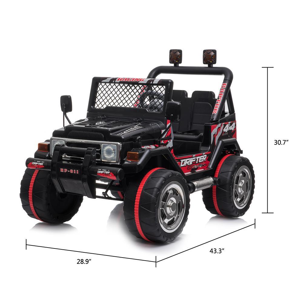 Zimtown Kids Ride On Car Small Double Drive Electric Car 12V Battery Motorized Vehicles Children's Best Toy Car Safe w/ Remote Control, 3 Speeds, Music, Seat Belts, LED Lights Black