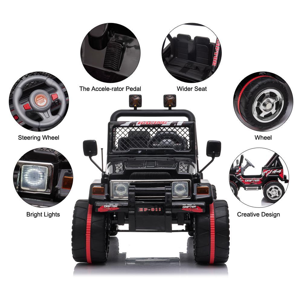 Zimtown Kids Ride On Car Small Double Drive Electric Car 12V Battery Motorized Vehicles Children's Best Toy Car Safe w/ Remote Control, 3 Speeds, Music, Seat Belts, LED Lights Black