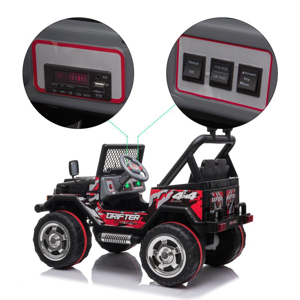 Zimtown Kids Ride On Car Small Double Drive Electric Car 12V Battery Motorized Vehicles Children's Best Toy Car Safe w/ Remote Control, 3 Speeds, Music, Seat Belts, LED Lights Black