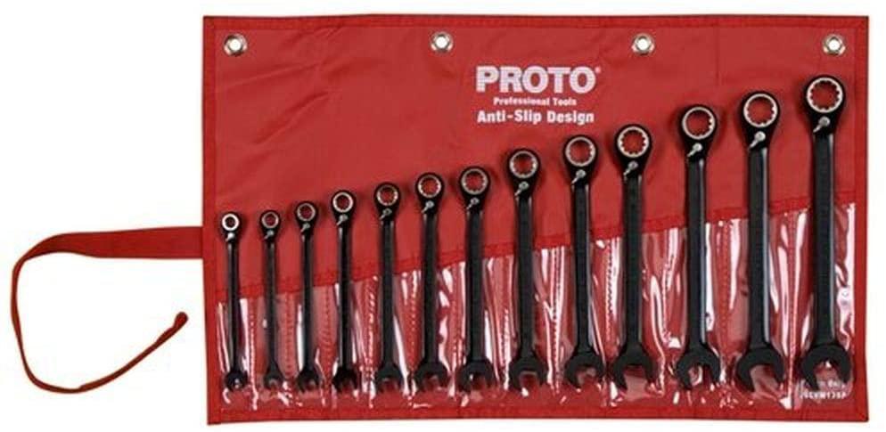 Stanley Proto JSCVM-13S Proto 13-Piece Black Chrome Reversible Combination Ratcheting Wrench