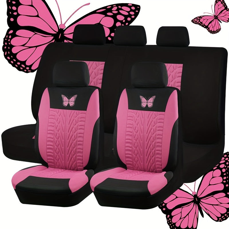 Upgrade Your Car Interior with a Universal Butterfly Pattern Tire Shape Auto Seat Cover Set - Airbag Safe &amp; Perfect for Trucks, Vans &amp; SUVs!