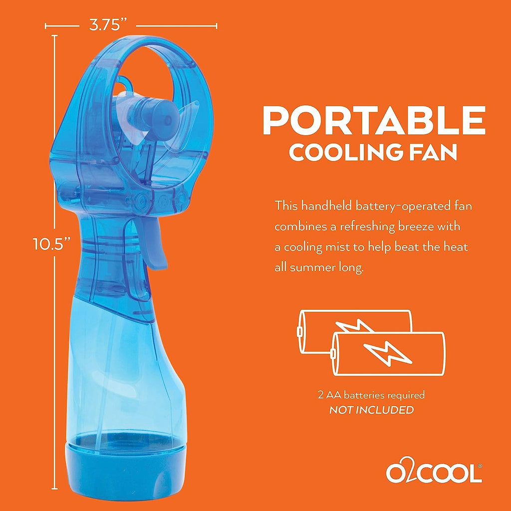 O2COOL Deluxe Handheld Battery Powered Water Misting Fan (Light Blue)