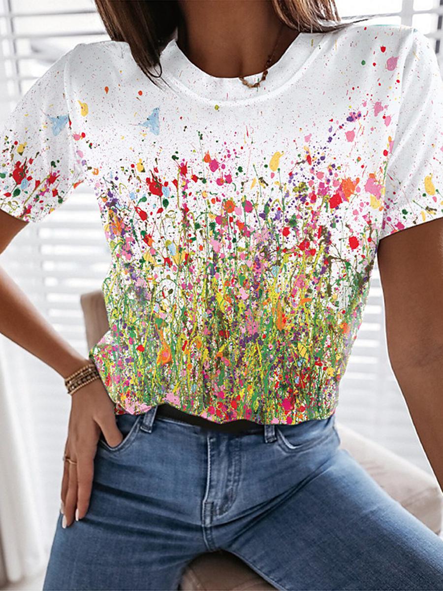 Women's casual fashion flower print top