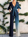 Fashion Blue Holiday Casual Jumpsuit Women