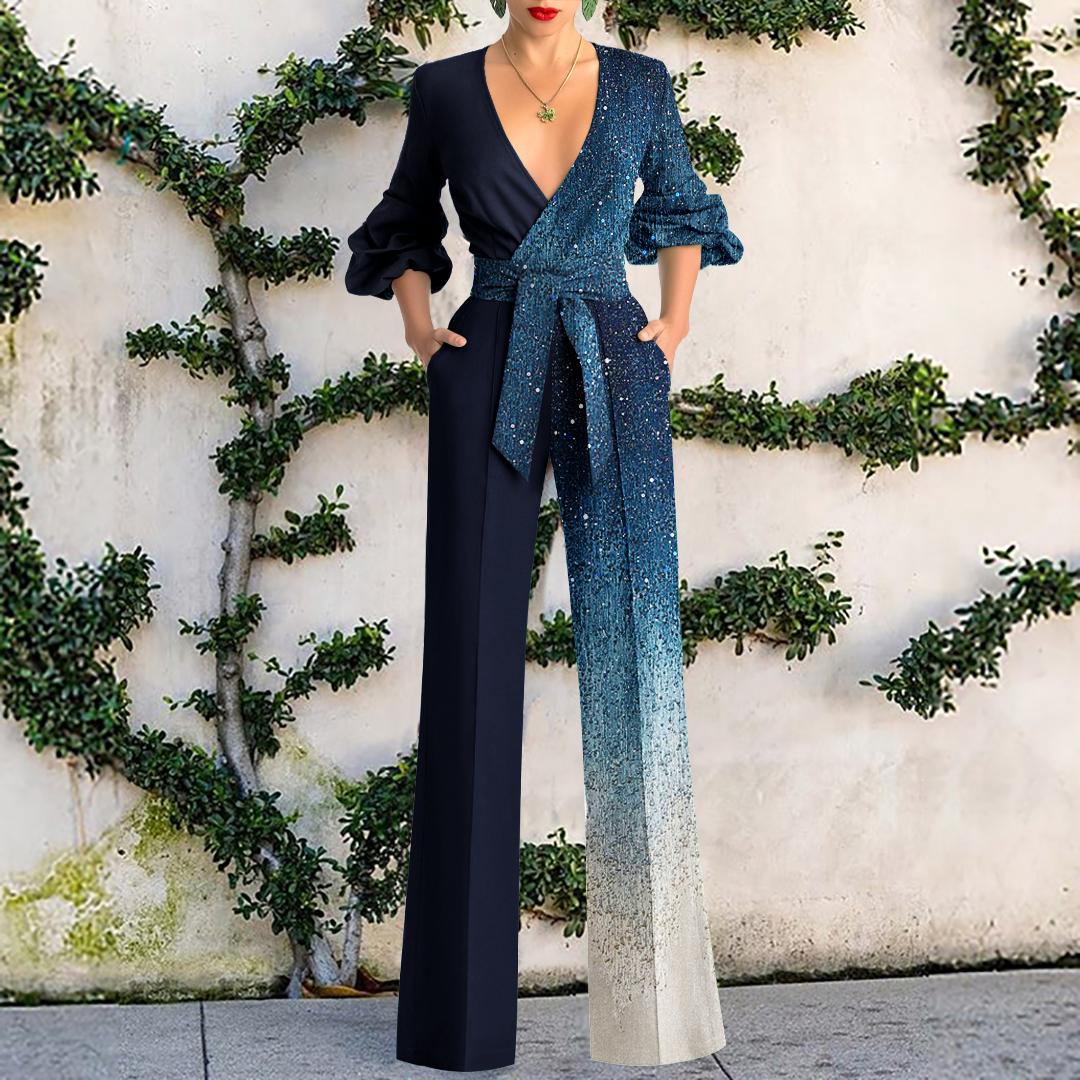 Fashion Blue Holiday Casual Jumpsuit Women