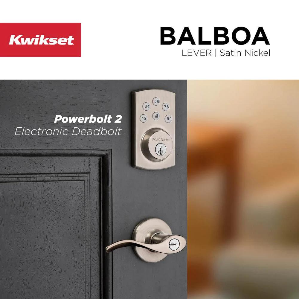 Balboa Satin Nickel Keyed Entry Door Lever with Microban Antimicrobial Technology