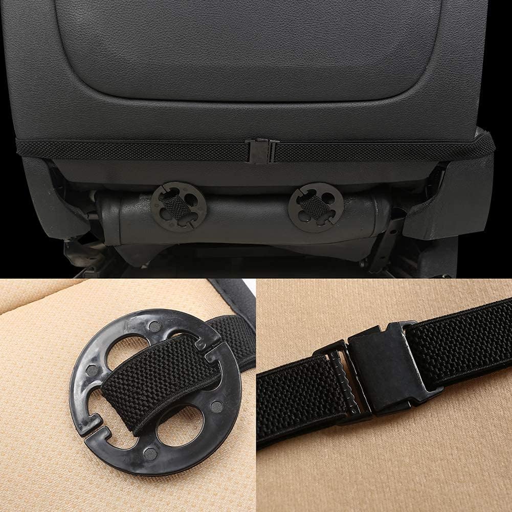 Black Panther PU Car Seat Cover, Front Seat Protector Compatible with 95% Vehicles,Embroidery,Anti-Slip &amp; Full Wrapping Bottom (W 21.26''×D 20.86”)(1Piece,Beige)