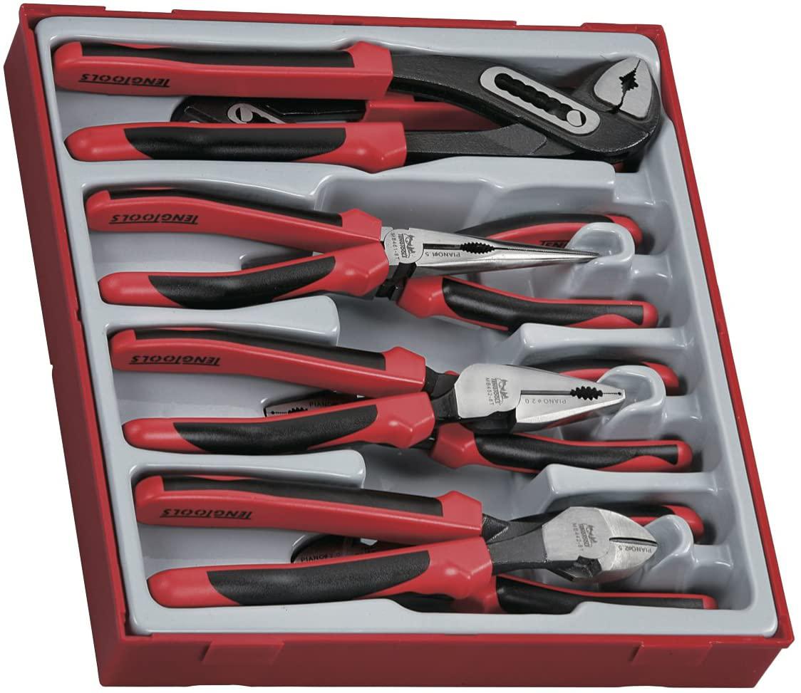 Teng Tools 8 Piece Plier Set Tool Tray (Side Cutters, Linesman, Long Nose, Water Pump) - TTD441-T