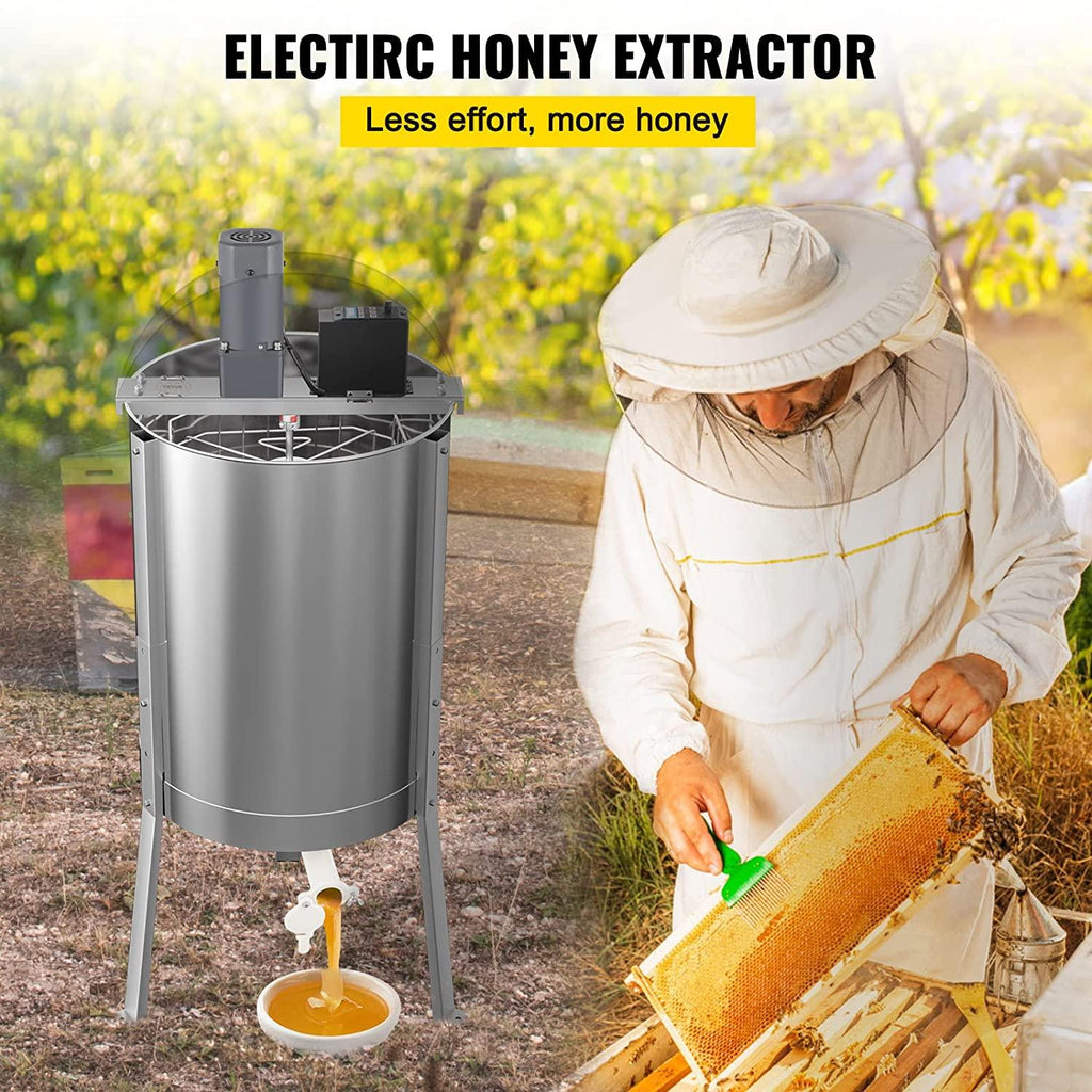 Electric Honey Extractor, 4 or 8 Frame Beekeeping Extractor, Food-Grade  Steel Honeycomb Drum Spinner, Apiary CentrifuEquipment with Height Adjustable Stand and Transparent Lid