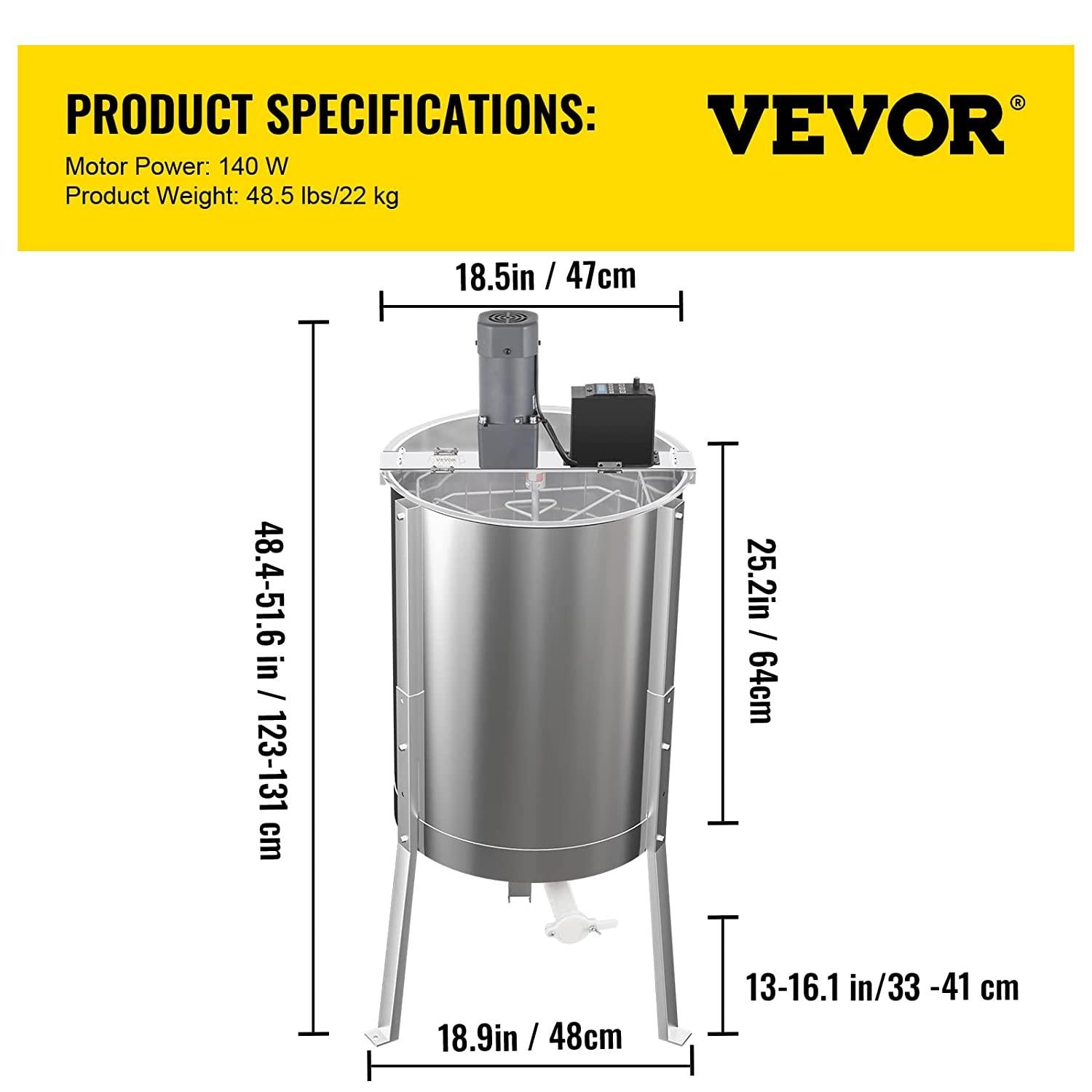 Electric Honey Extractor, 4 or 8 Frame Beekeeping Extractor, Food-Grade  Steel Honeycomb Drum Spinner, Apiary CentrifuEquipment with Height Adjustable Stand and Transparent Lid