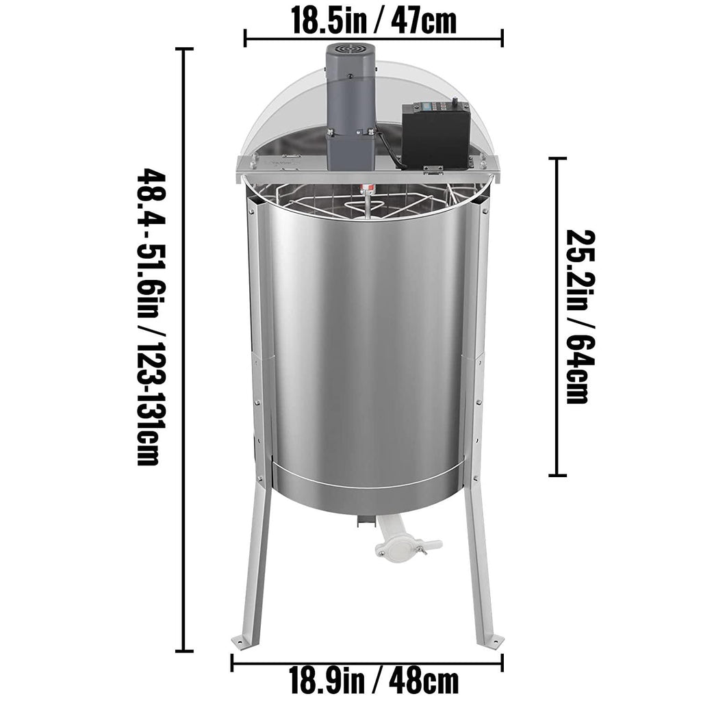 Electric Honey Extractor, 4 or 8 Frame Beekeeping Extractor, Food-Grade  Steel Honeycomb Drum Spinner, Apiary CentrifuEquipment with Height Adjustable Stand and Transparent Lid