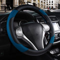 Leather Car Steering Wheel Cover, Non-Slip Car Wheel Cover Protector Breathable Microfiber Leather Universal Fit for Most Cars (Blue-2)