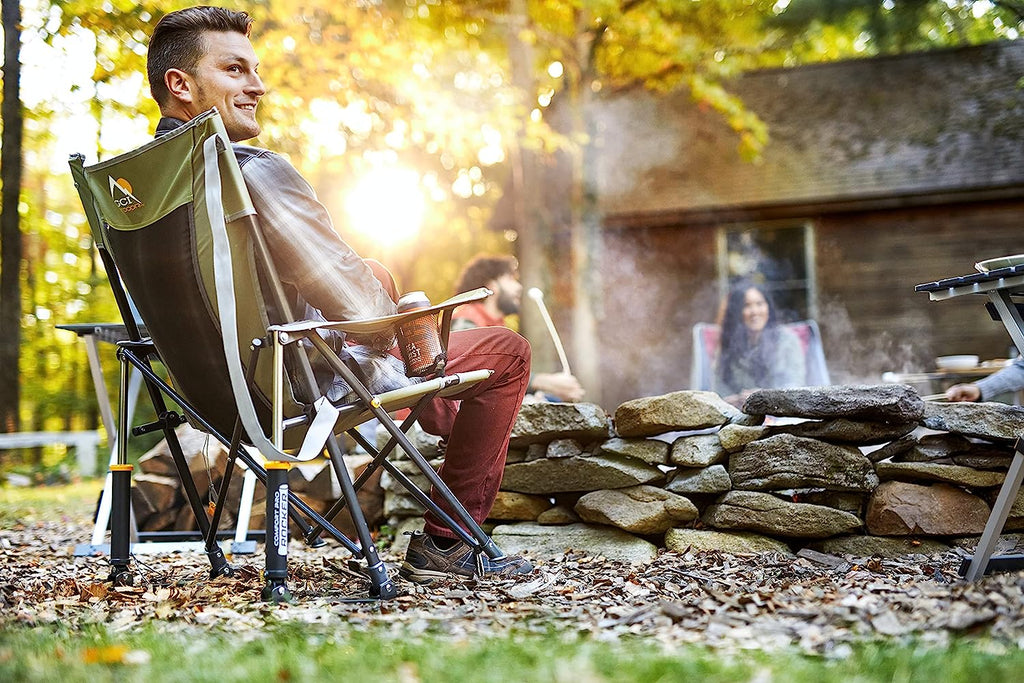 GCI Outdoor Comfort Pro Rocker Collapsible Rocking Chair &amp; Outdoor Camping Chair, Loden Green