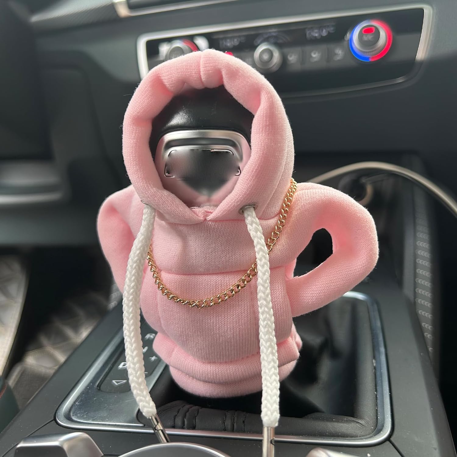 Car Shift Knob Hoodie, Funny Gear Shift Knob Shirt Sweater, Winter Warm Shift Knob Cover Sweater Shirt, Automotive Interior Novelty Accessories Decorations, Universal Fit Knob Cover Gift (Pink)