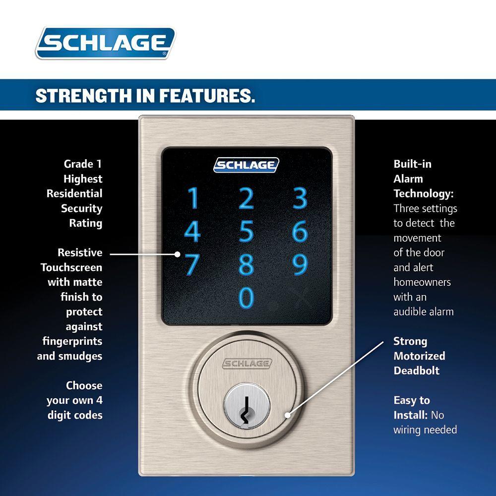 Century Satin Nickel Connect Smart Lock with Alarm and Latitude Lever Handleset