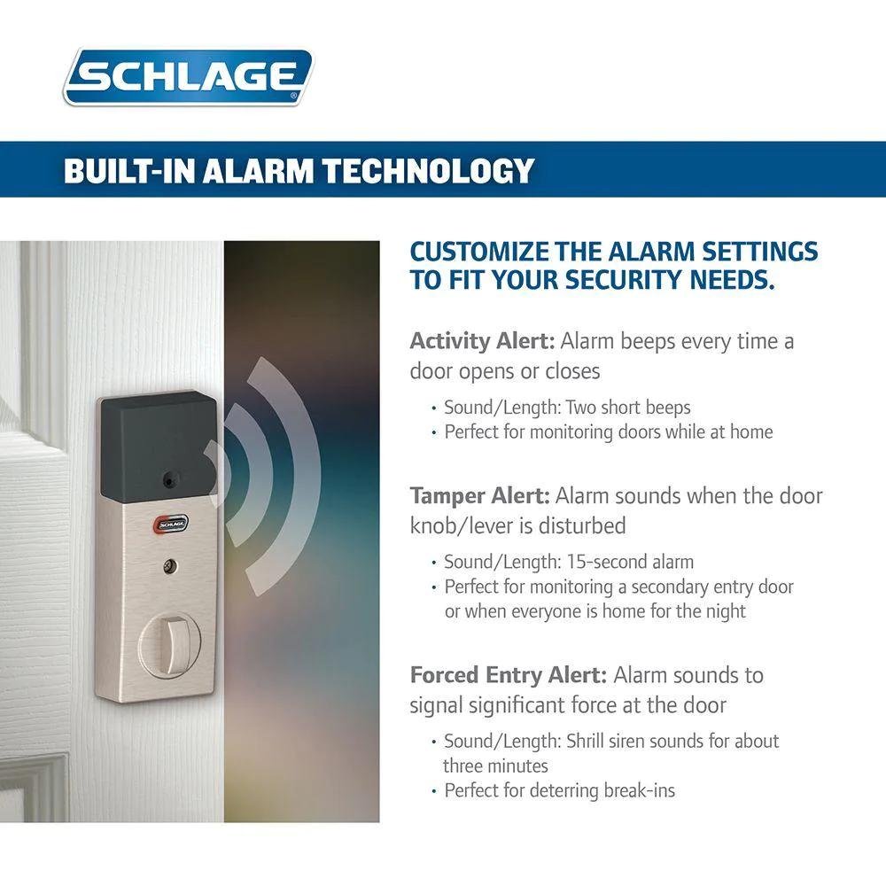 Century Satin Nickel Connect Smart Lock with Alarm and Latitude Lever Handleset