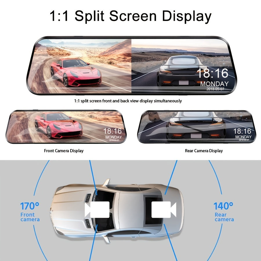 Mirror Camera 1080P For Car Touch Screen Video Recorder Rearview Mirror Dash Cam Front And Rear Camera Mirror DVR