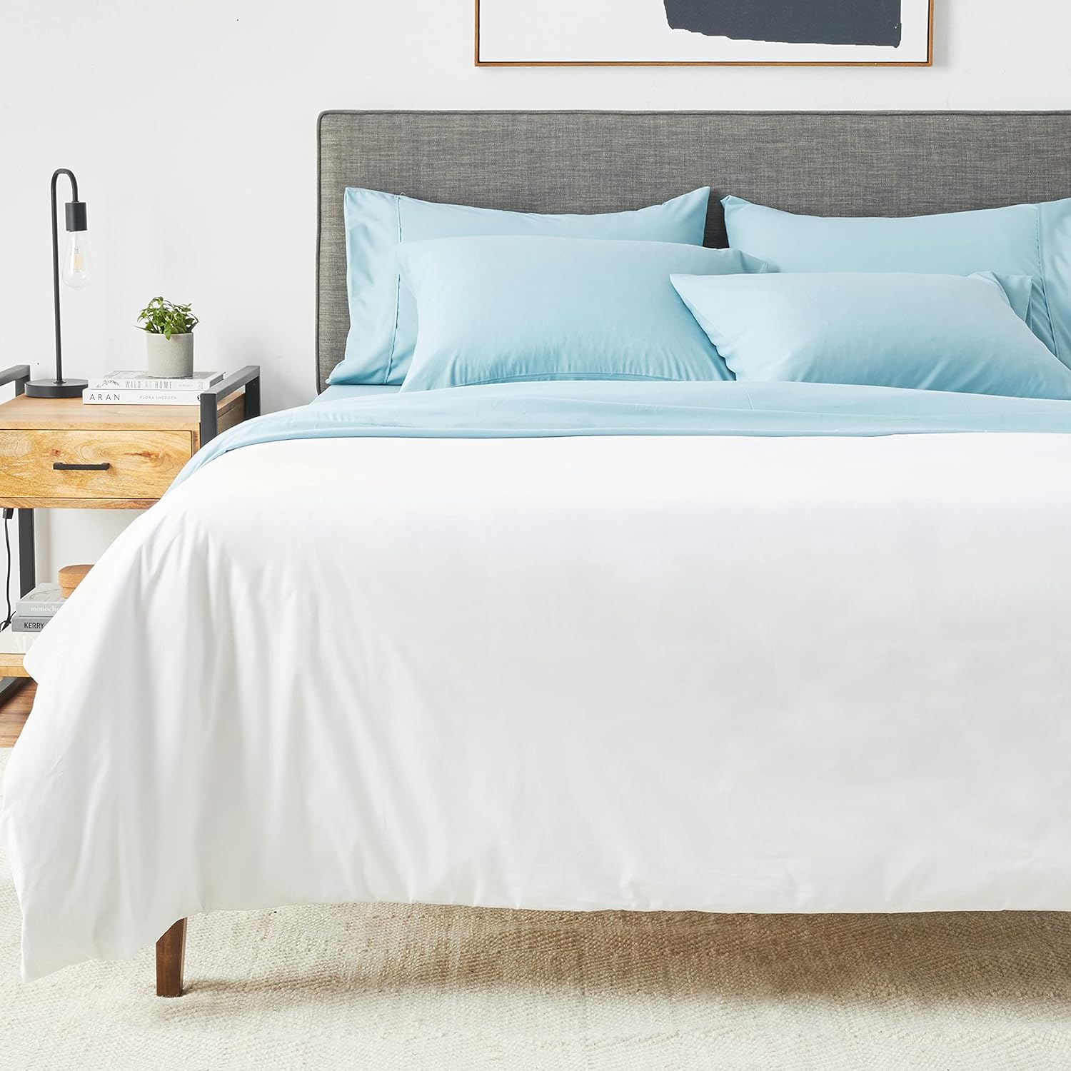 National Allergy Premium Cotton Duvet Comforter Protector - Full/Queen Size - 86" x 86" - White - Breathable 300 Thread Count Hypoallergenic Cover - Zippered Encasement - Bedding Linen