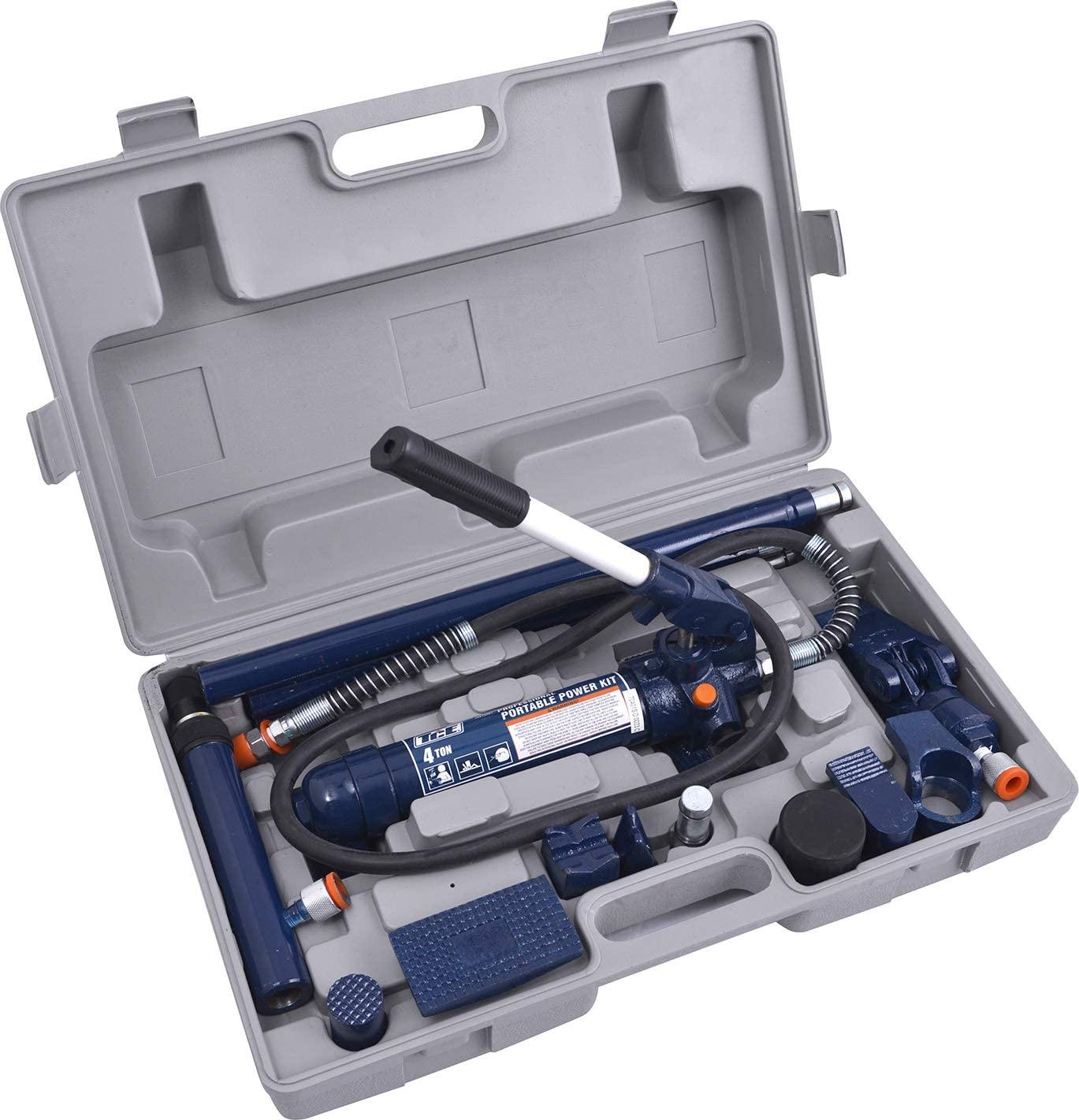TCE TCE70401 Torin Portable Hydraulic Ram: Auto Body Frame Repair Kit with Blow Mold Carrying StoraCase, 4 Ton (8,000 lb) Capacity, Blue