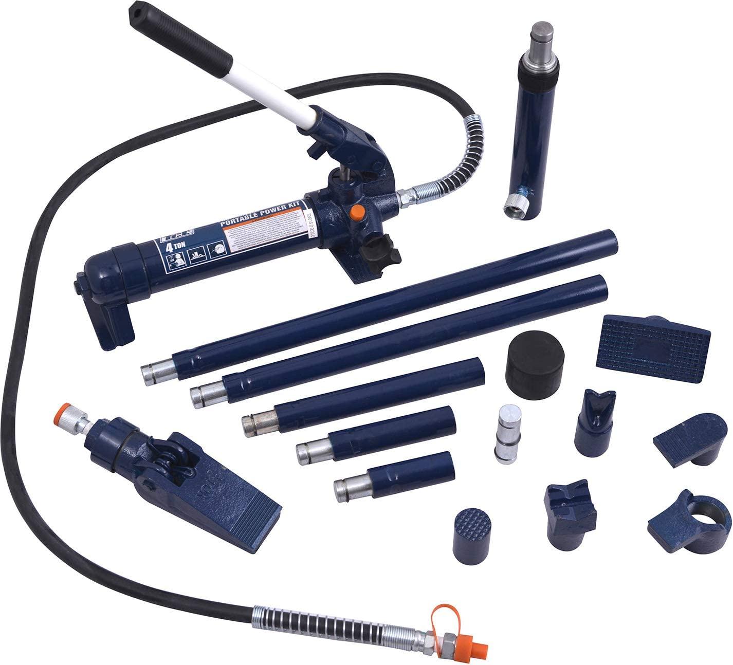 TCE TCE70401 Torin Portable Hydraulic Ram: Auto Body Frame Repair Kit with Blow Mold Carrying StoraCase, 4 Ton (8,000 lb) Capacity, Blue