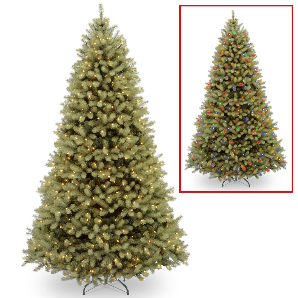 National Tree Company National Tree 9 Foot "Feel Real" Downswept Douglas Fir Tree with 900 Dual LED Lights and On/Off Switch, Hinged (PEDD1-312LD-90X)