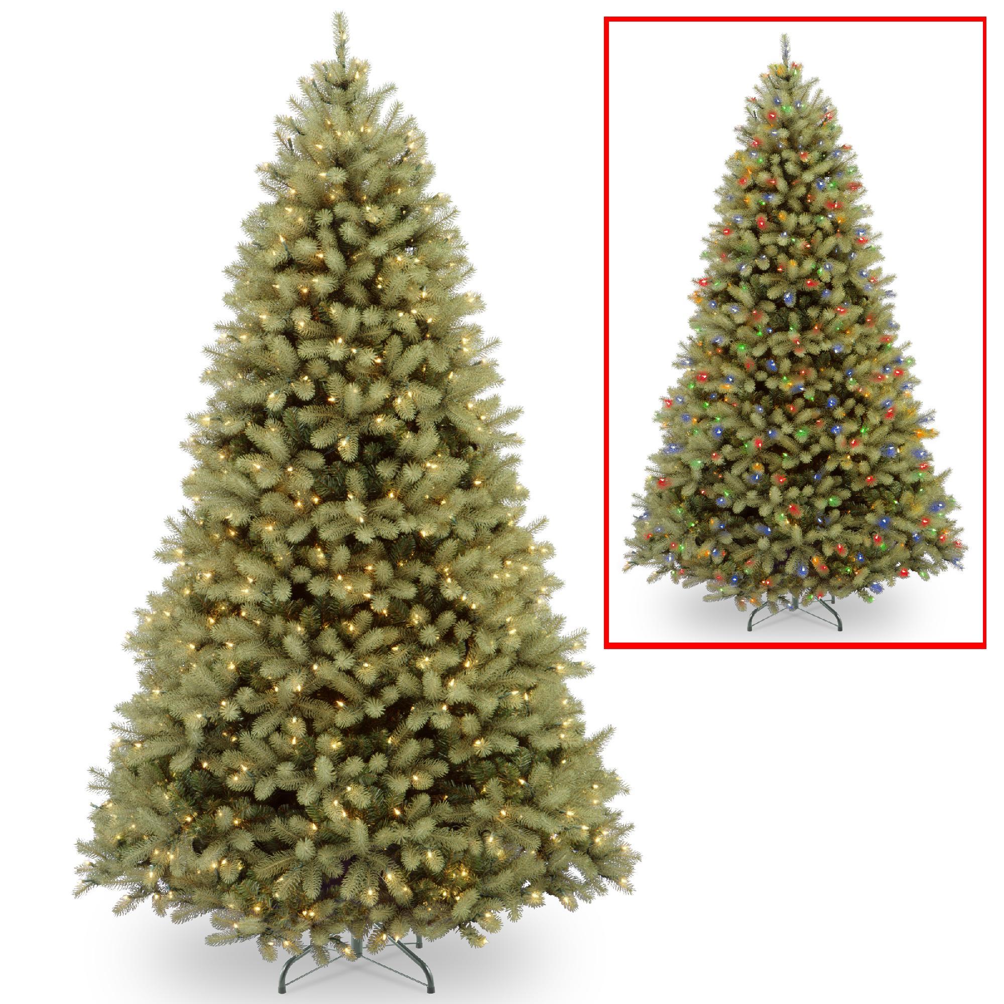 National Tree Company National Tree 9 Foot "Feel Real" Downswept Douglas Fir Tree with 900 Dual LED Lights and On/Off Switch, Hinged (PEDD1-312LD-90X)