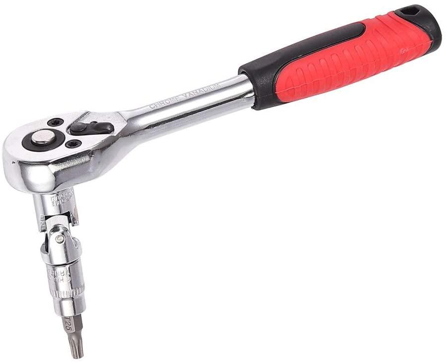LLRYN 1/4" 5-25Nm Ratchet Torque Wrench Square Drive Click Car Hand Tool Adjustable 46 Pcs Hand Tools for Car Bike Repair Tool