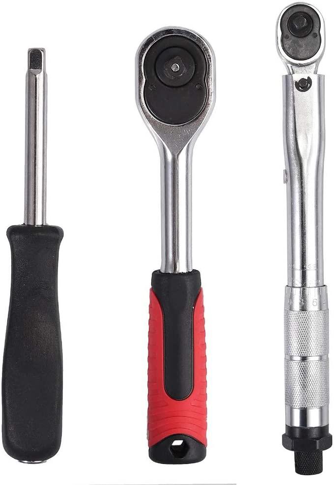 LLRYN 1/4" 5-25Nm Ratchet Torque Wrench Square Drive Click Car Hand Tool Adjustable 46 Pcs Hand Tools for Car Bike Repair Tool