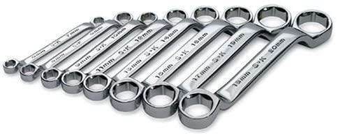 SK 86198 SuperKrome 8 Piece 6 Point Short and Deep 6-Millimeter to 20-Millimeter Offset Box End Wrench Set