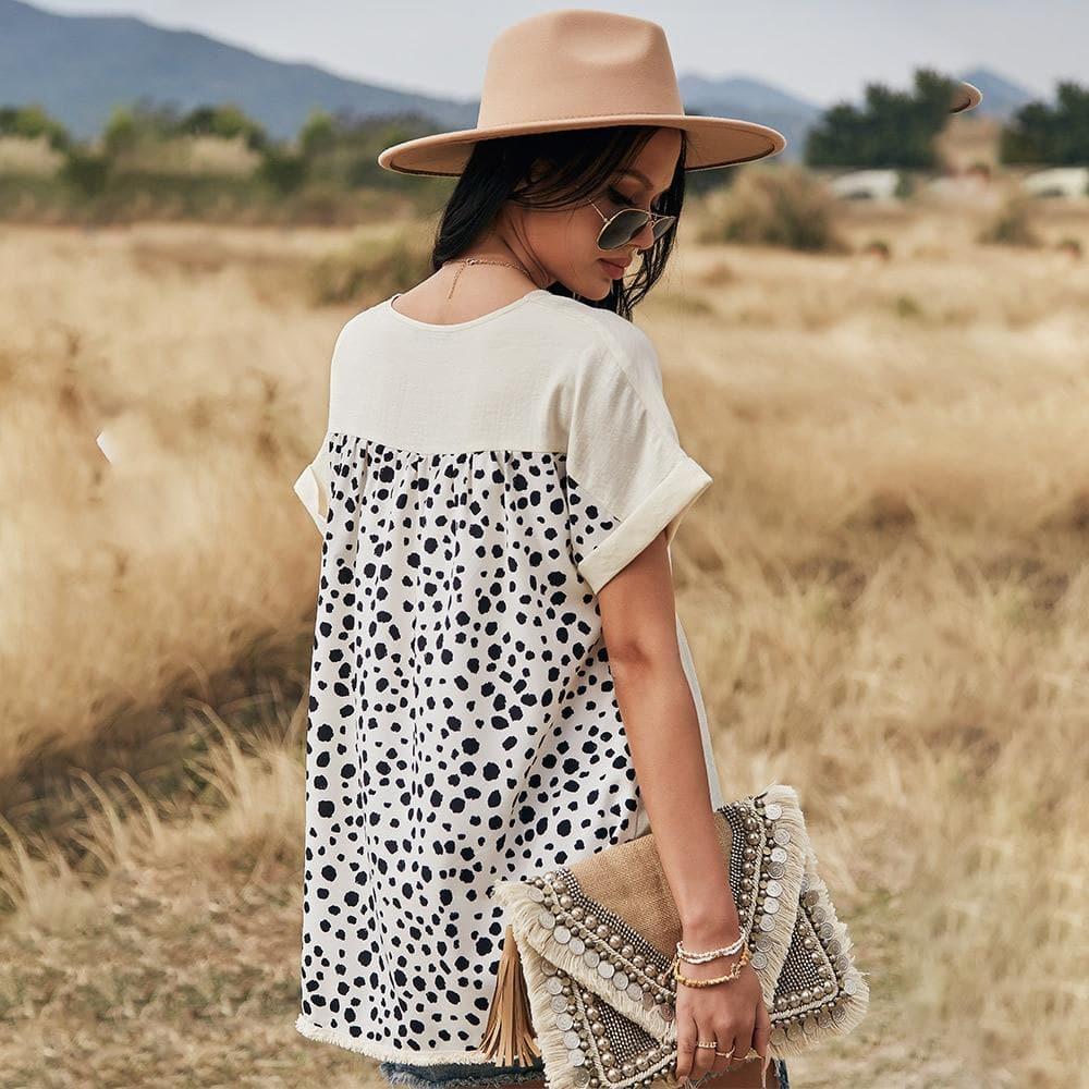 leopard v neck top