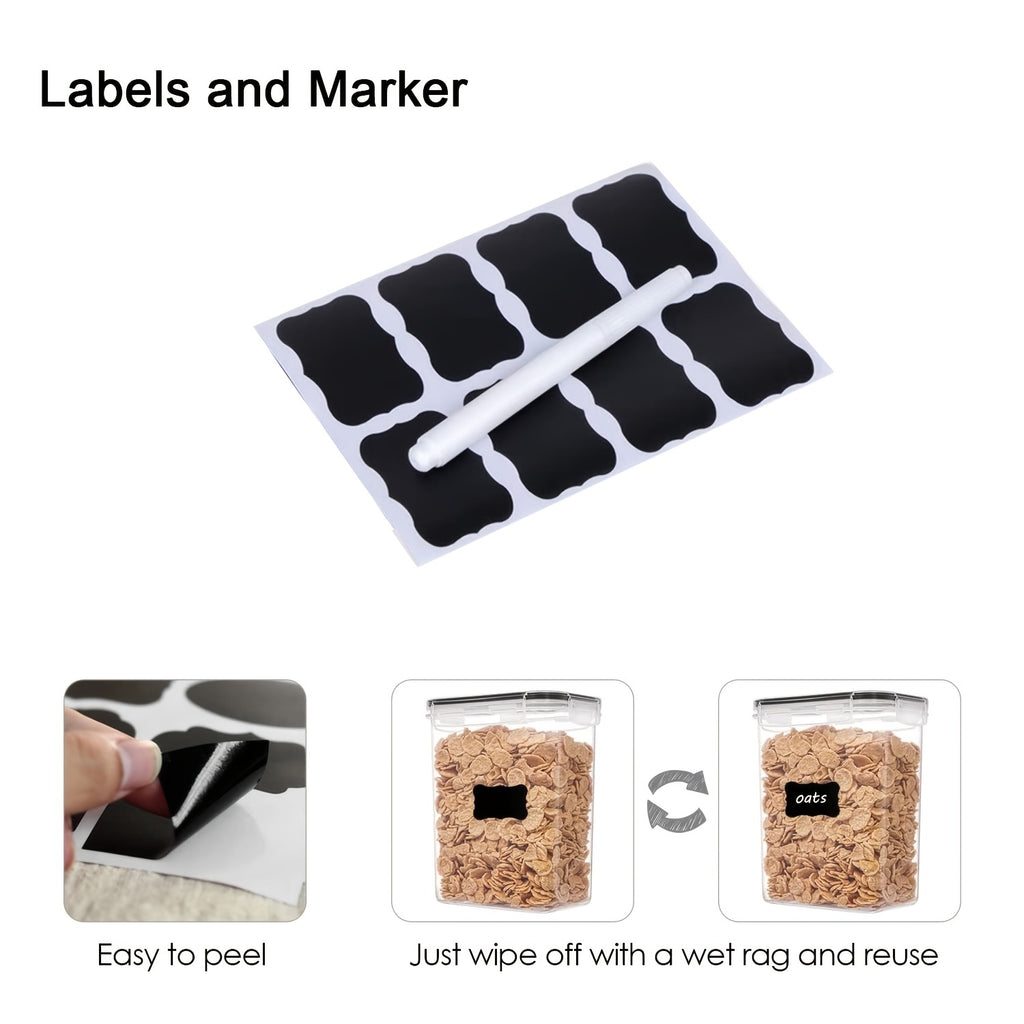 24pcs Airtight Food StoraContainers Set With Lids, BPA Plastic Dry Food Canisters For Kitchen Pantry Organization And Storage, Include Labels