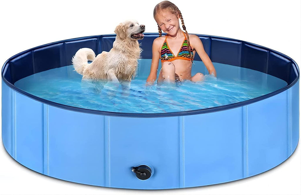 jecoo kiddie pool 63" x 12" kid pool plastic dog pool for extra large dogs foldable pet bathing tub portable outside swimming pool