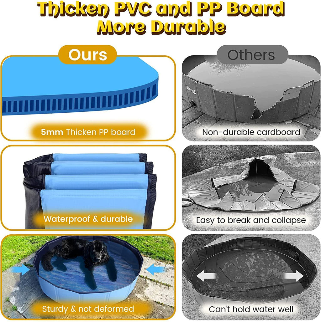 jecoo kiddie pool 63" x 12" kid pool plastic dog pool for extra large dogs foldable pet bathing tub portable outside swimming pool