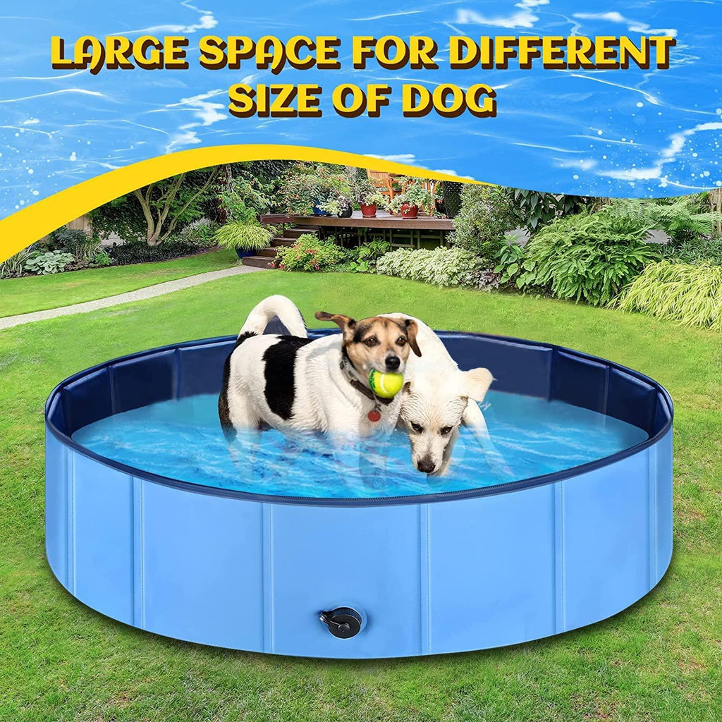 jecoo kiddie pool 63" x 12" kid pool plastic dog pool for extra large dogs foldable pet bathing tub portable outside swimming pool