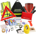 Car Emergency Kit, 23 in 1 Multifunctional Roadside Assistance Auto Safety Kit, First Aid Kit, Jumper Cables, Tow Rope, Triangle, Flashlight, Safety Hammer, and More Ideal Survival Pack Accessories