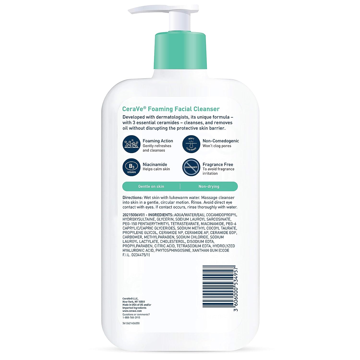CeraVe Foaming Facial Cleanser | Daily Face Wash for Oily Skin with Hyaluronic Acid, Ceramides, and Niacinamide| Fragrance Free Paraben Free | 19 Fluid Ounce