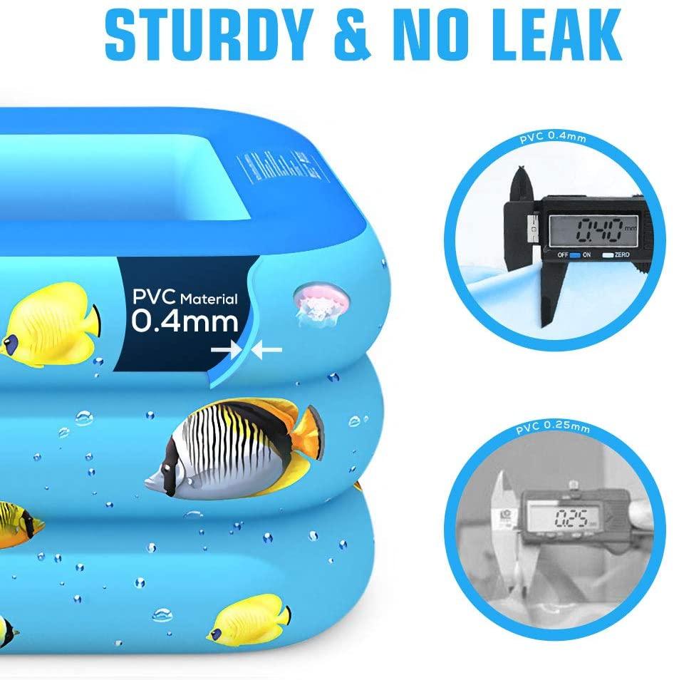 Luxby Inflatable Pool, Kiddie Pool Inflatable, Blow-up Pool, Swimming Pools for Kids and Adults, Family, Toddler Kids, Garden, Outdoor, Backyard, Indoor, 71" 55" 24"