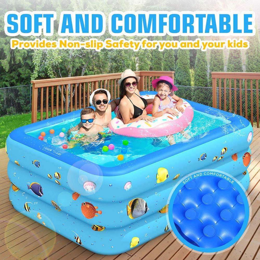Luxby Inflatable Pool, Kiddie Pool Inflatable, Blow-up Pool, Swimming Pools for Kids and Adults, Family, Toddler Kids, Garden, Outdoor, Backyard, Indoor, 71" 55" 24"