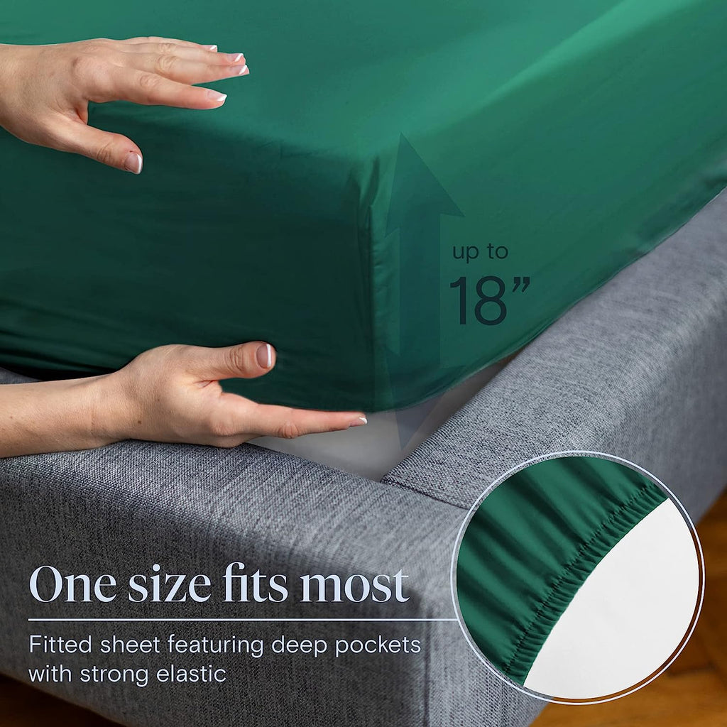 LuxClub 6 PC King Size Sheet Set Bamboo Sheets Deep Pockets 18" Eco Friendly Wrinkle Free Cooling Sheets Machine Washable Hotel Bedding Silky Soft - Emerald King