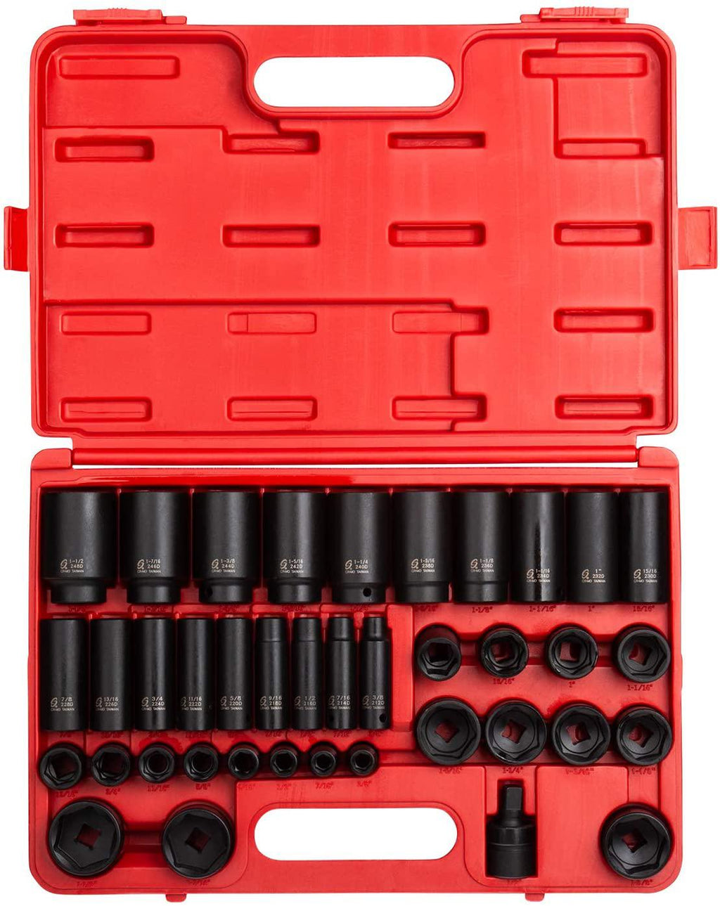 Sunex 2668, 1/2 Inch Drive  Impact Socket Set, 39-Piece, SAE, 3/8" - 1-1/2", Standard/Deep, Cr-Mo Steel, Heavy Duty StoraCase, Includes Universal Joint