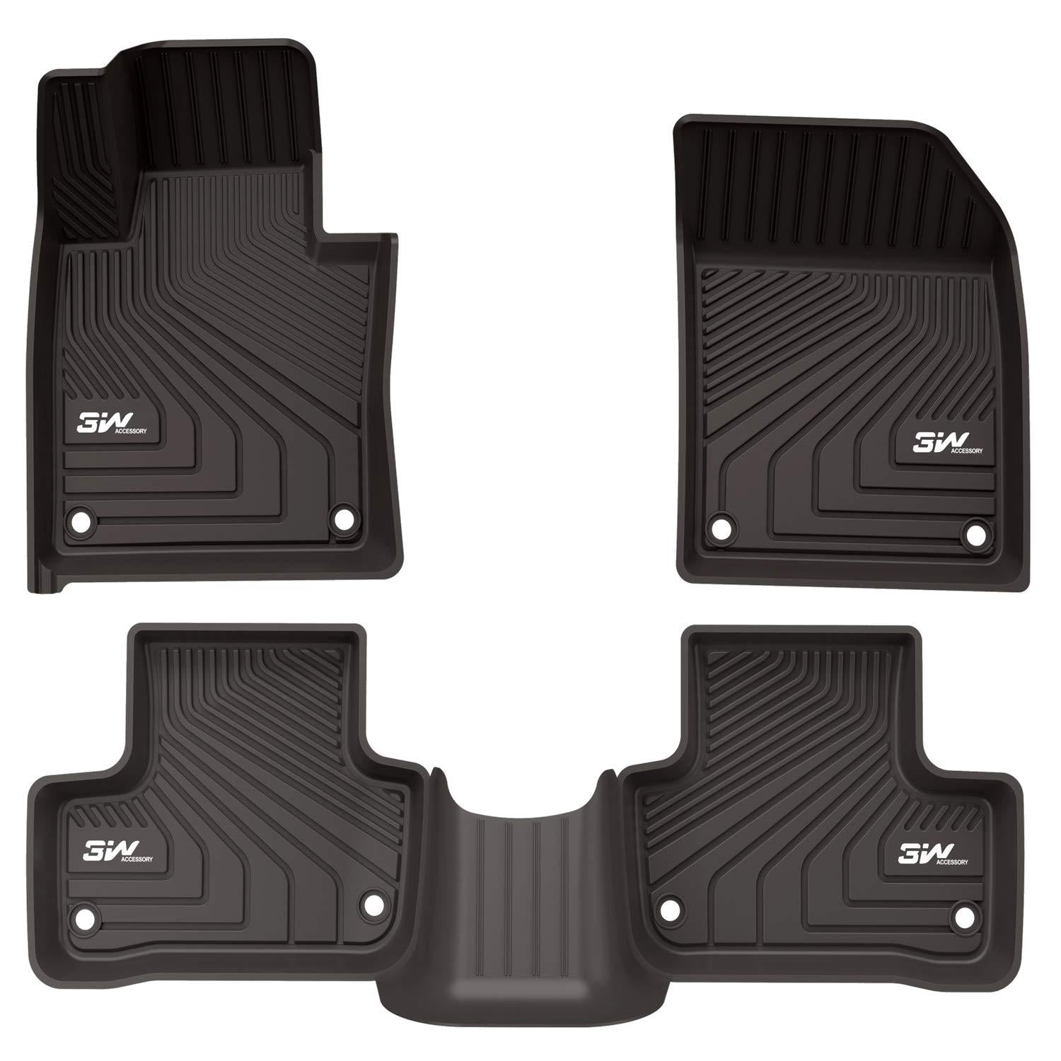 3W Floor Mats for Volvo XC60 (2018-2020) - Front&amp;Rear 2 Rows TPE All Weather Heavy Duty Custom Fit T5 T6 Momentum Floor Liner (Not for Hybrid), Black