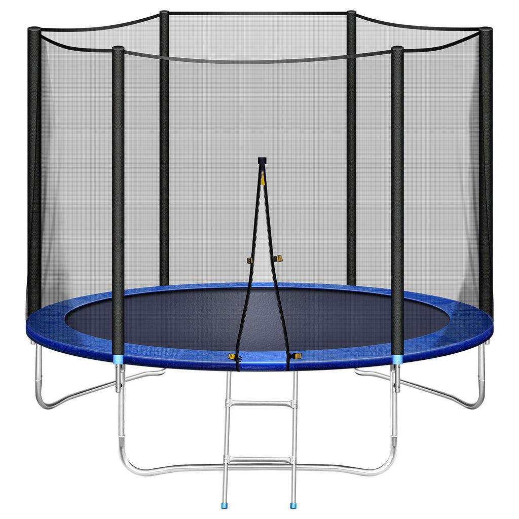 Trampoline with Enclosure Net, Outdoor Patio Fitness Kids Trampoline with PVC Spring Cover Padding, 330lbs Capacity Round Trampoline with Ladder, Recreational Trampoline for Backyard Park Patio, S1572