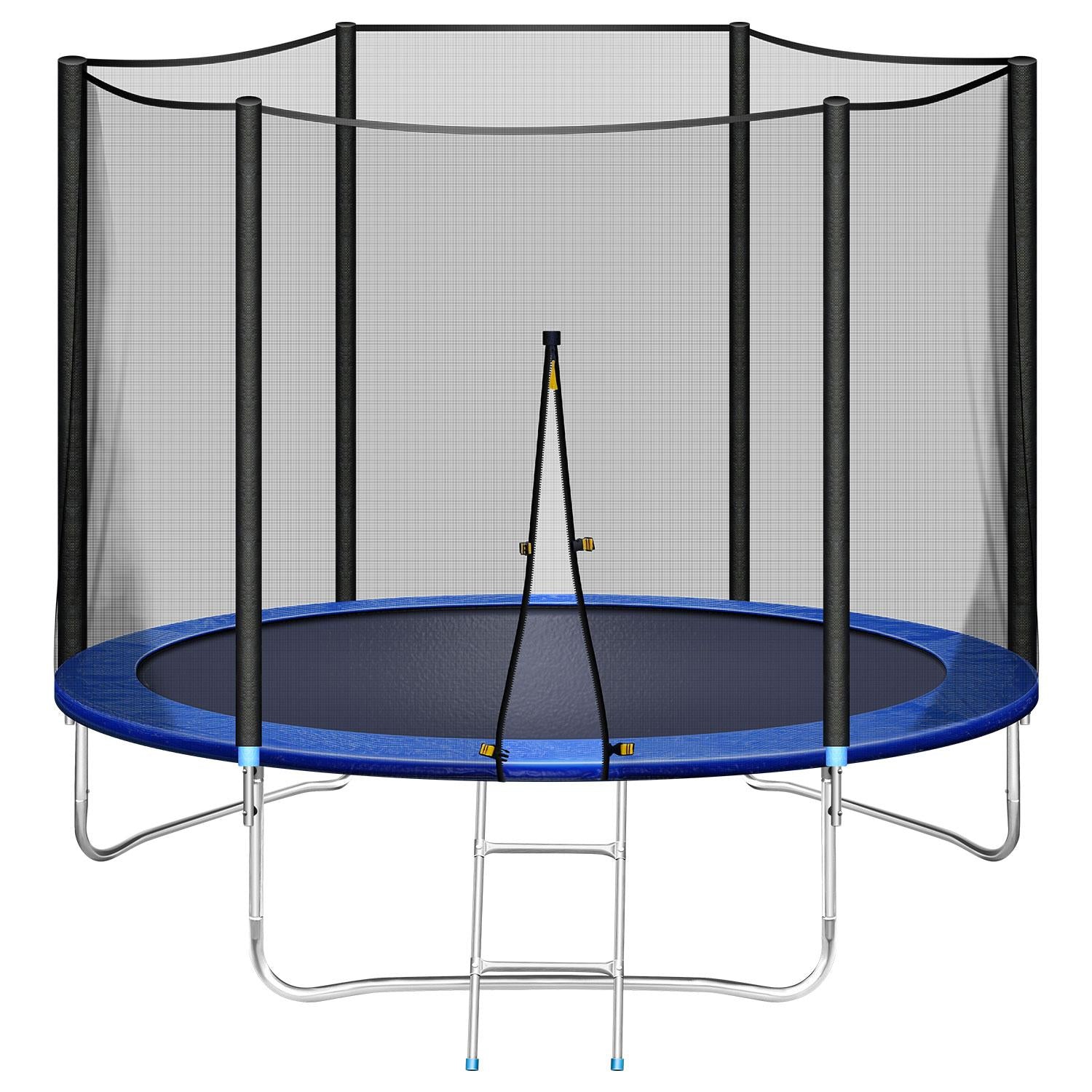 Trampoline with Enclosure Net, Outdoor Patio Fitness Kids Trampoline with PVC Spring Cover Padding, 330lbs Capacity Round Trampoline with Ladder, Recreational Trampoline for Backyard Park Patio, S1572