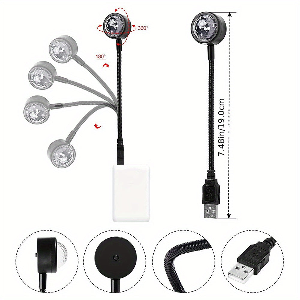 USB Music Rhythm Magic StaEffect Projection Lamp LED Party Disco StaLight Romantic Atmosphere LED Light For Cars Bedrooms Parties
