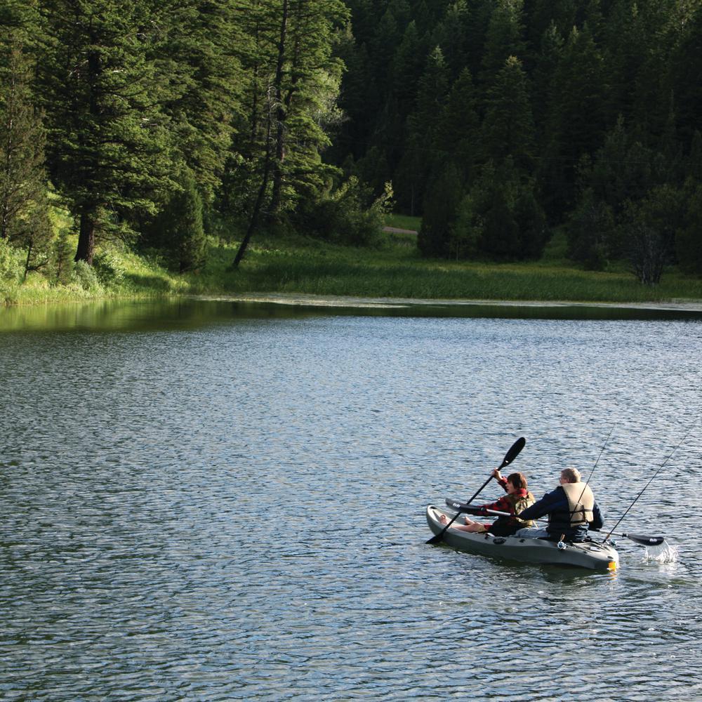 OD Green Sport Fisher Kayak with Paddles and Backrest