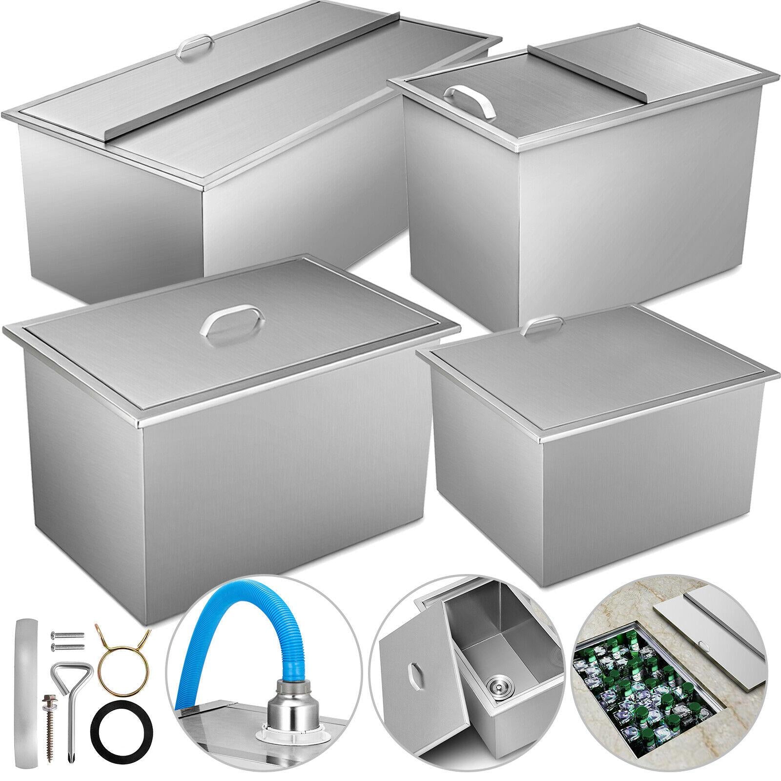 Outdoor Kitchen Drop-in Ice Chest Basin Insulated Wall Cooler Beer Beverage