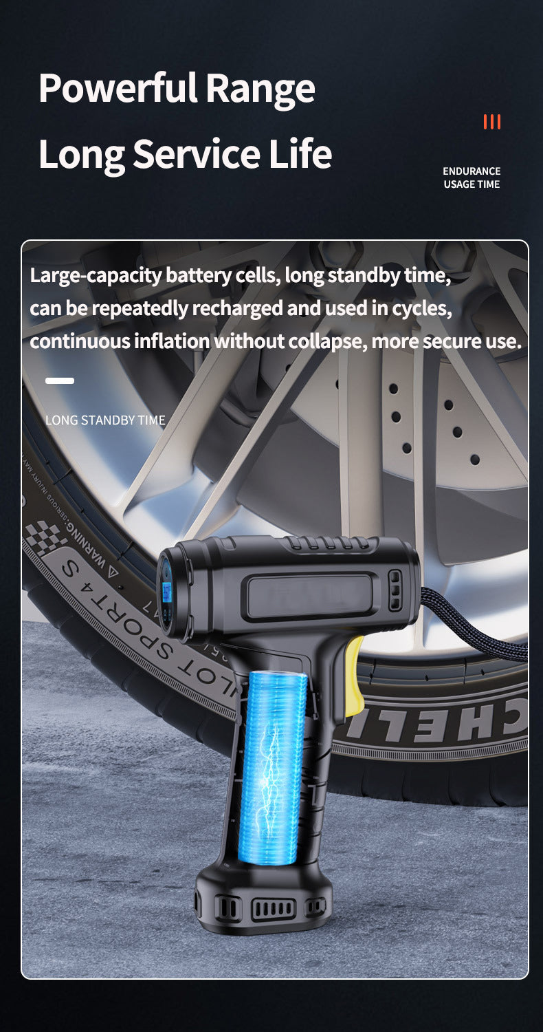 120W Car Air Inflator Pump, Wireless/Wired Electric Handheld Car Tire Inflatable Pump Portable Air Compressor For Tires Digital Auto Tire Inflator