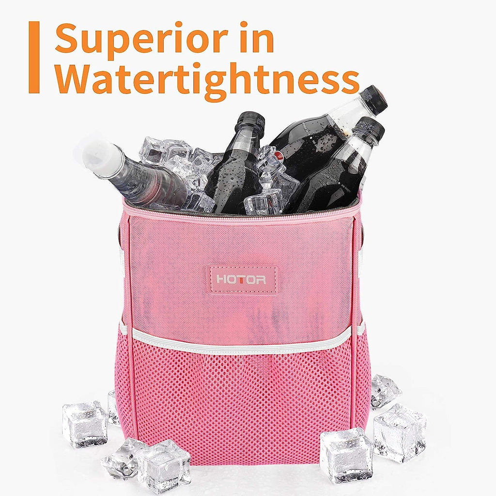 HOTOR Car Trash Can with Lid and Storage Pockets, 100% Leak-Proof Car Organizer, Waterproof Car Garbage Can, Multipurpose Trash Bin for Car - Pink